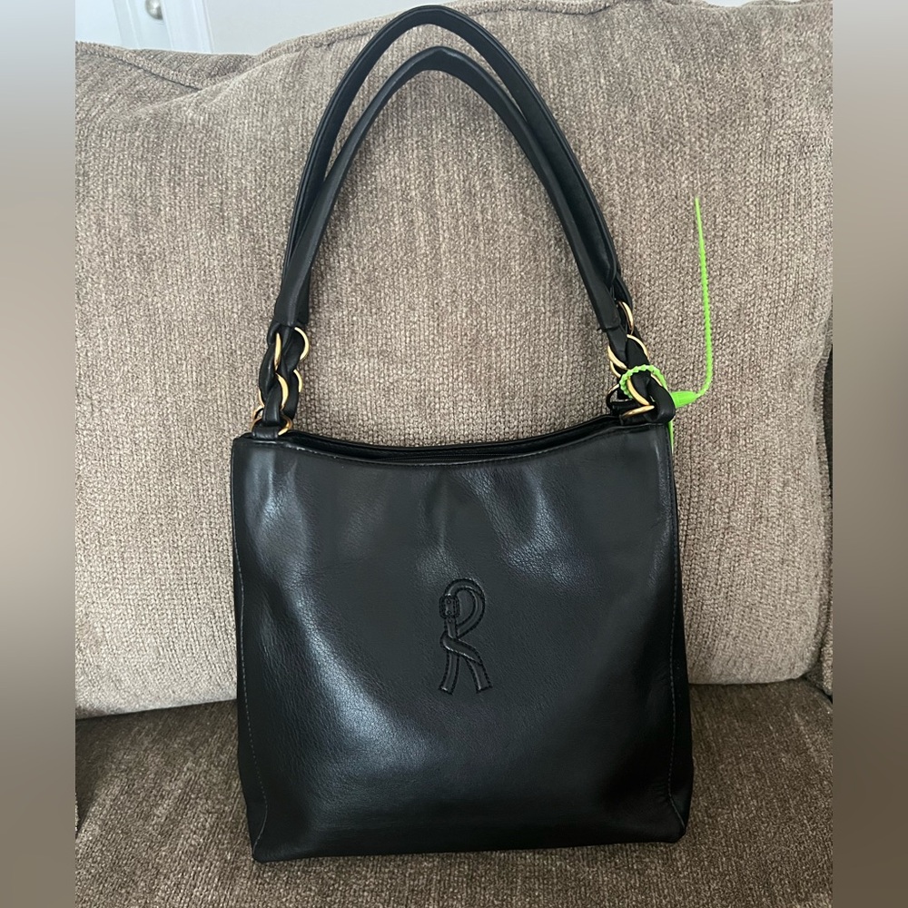 Roberta Di Camerino Black Leather Shoulder Purse ITALY - Picture 2 of 16